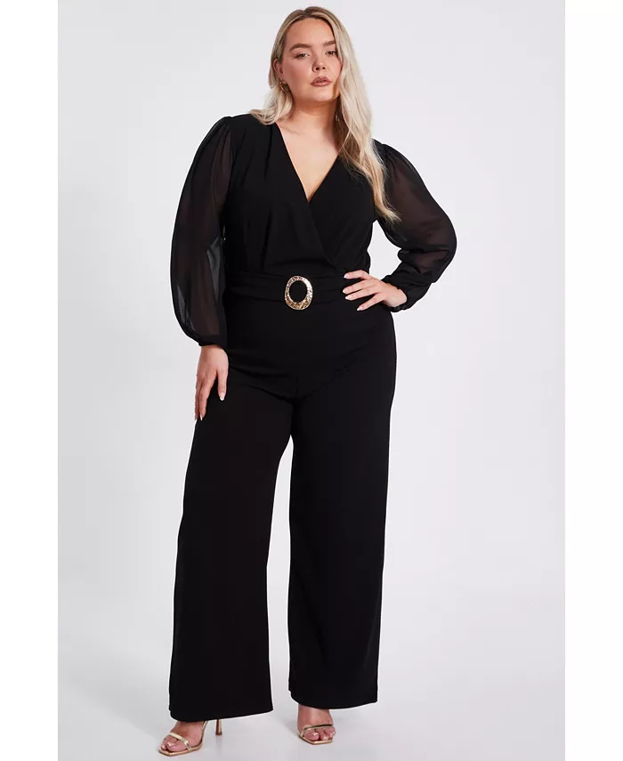 Плюс сайз комбинезон с запахом и пряжкой из шифона QUIZ, черный
Плюс сайз комбинезон с запахом и пряжкой из шифона QUIZ, черный