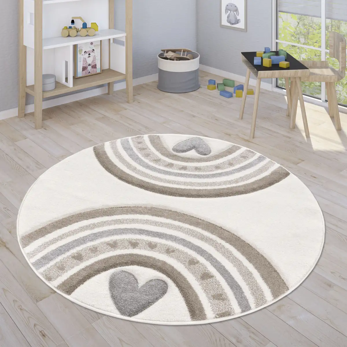 Детский ковер Paco Home "Космос 351", круглый, короткий ворс, игровой коврик, мотив радуги и сердца, детская комната Ø 160 см, бежевый
Детский ковер Paco Home "Космос 351", круглый, короткий ворс, игровой коврик, мотив радуги и сердца, детская комната Ø 160 см, бежевый