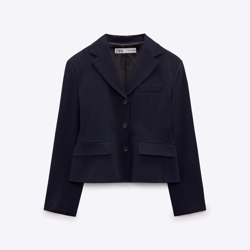 Блэйзер Zara Wool Blend, темно-синий 
Блэйзер Zara Wool Blend, темно-синий