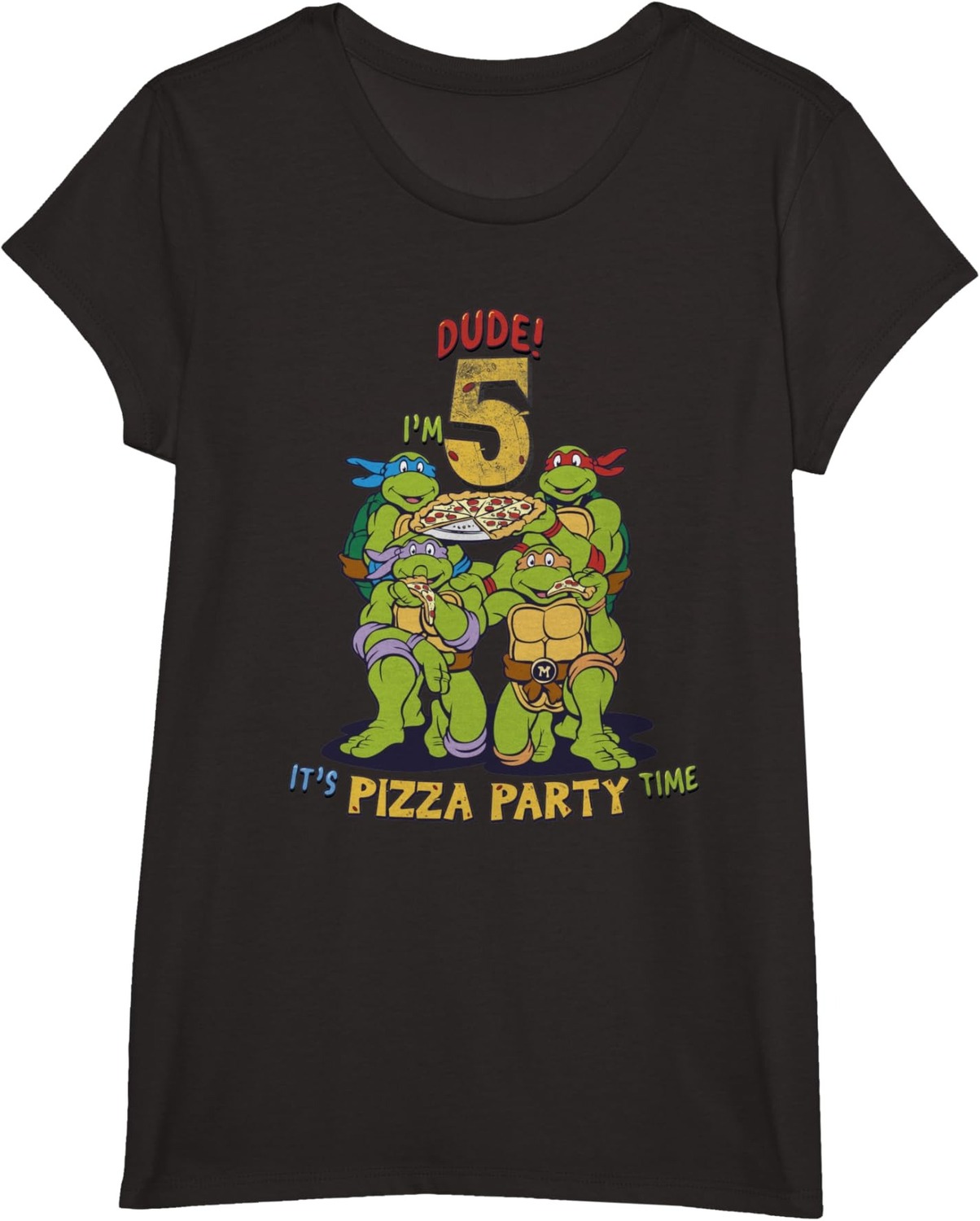 Детская футболка для девочек Teenage Mutant Ninja Turtles I'm 5 Dude Pizza Birthday Party, черный
Детская футболка для девочек Teenage Mutant Ninja Turtles I'm 5 Dude Pizza Birthday Party, черный