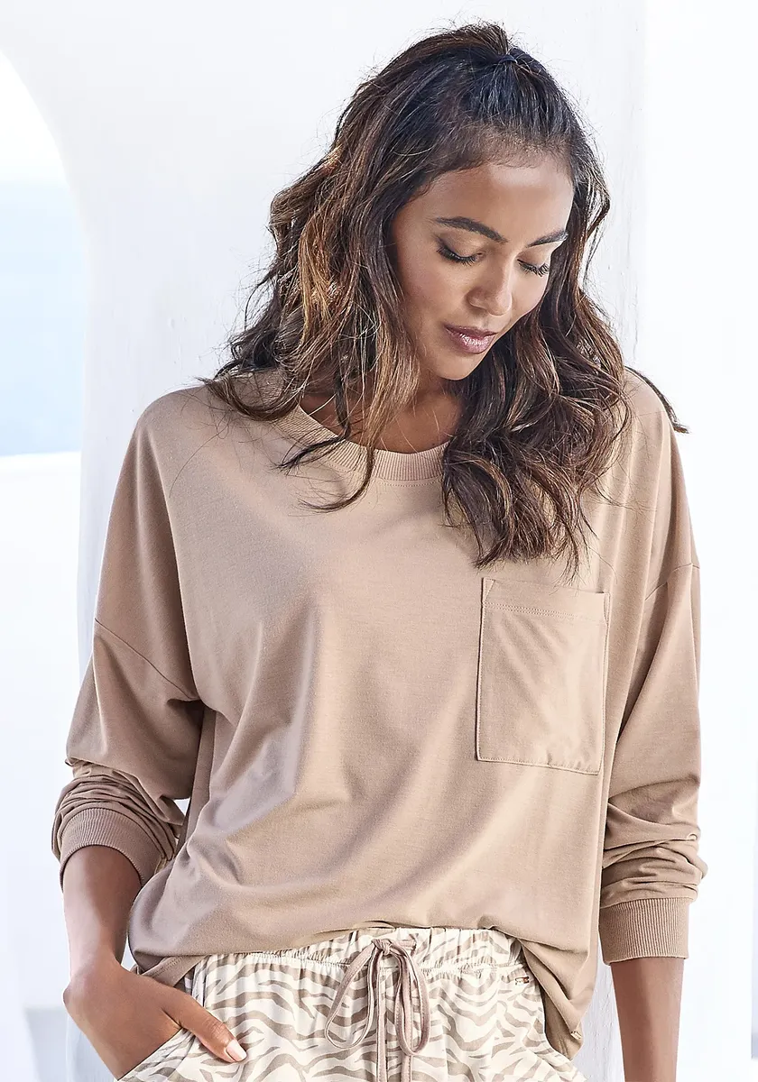 Пижамный топ LASCANA, приятный, мягкий, качественный, цвет Nougat
Пижамный топ LASCANA, приятный, мягкий, качественный, цвет Nougat