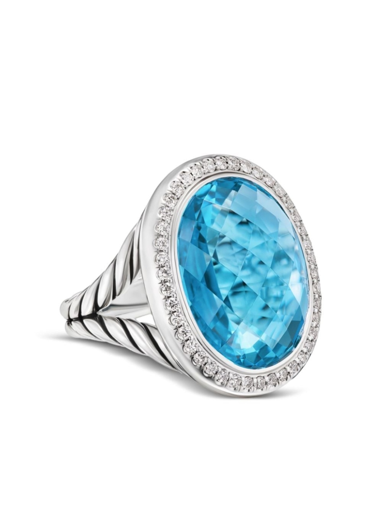 Серебряное кольцо Albion с топазом и бриллиантами David Yurman, серебряный 
Серебряное кольцо Albion с топазом и бриллиантами David Yurman, серебряный