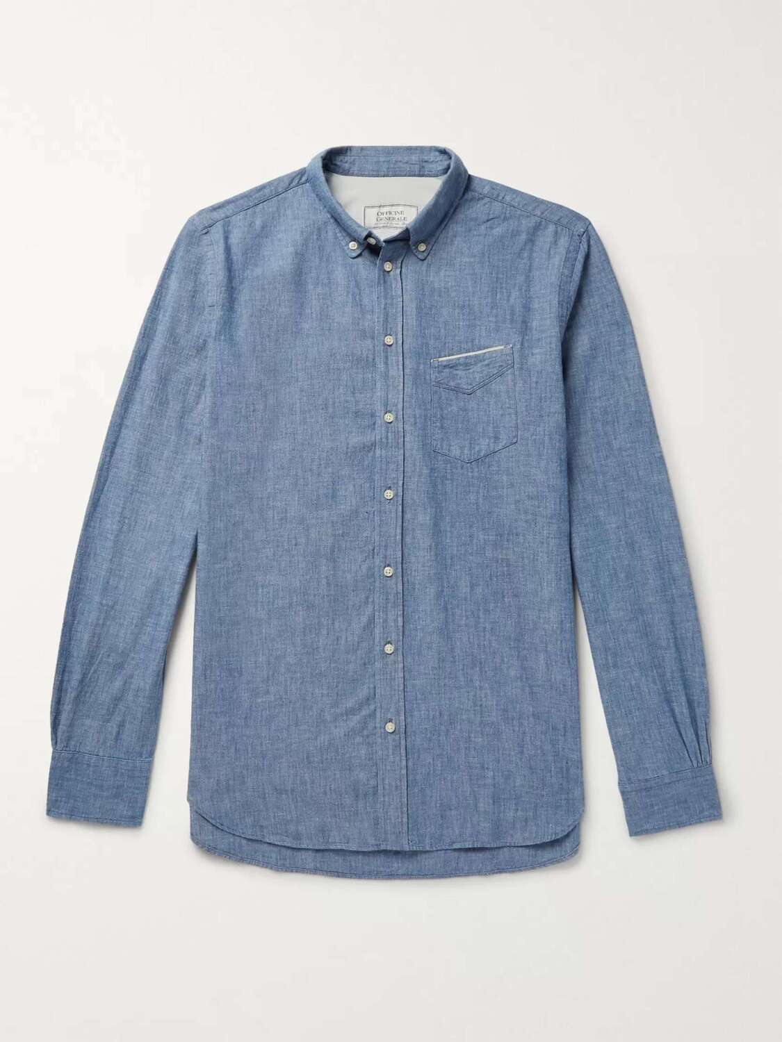 Рубашка из хлопка и шамбре OFFICINE GÉNÉRALE, синий
Рубашка из хлопка и шамбре OFFICINE GÉNÉRALE, синий
