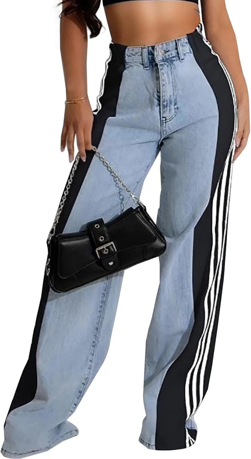 LONGBIDA женские джинсы с высокой талией, двухцветные, эластичные, широкие
LONGBIDA женские джинсы с высокой талией, двухцветные, эластичные, широкие