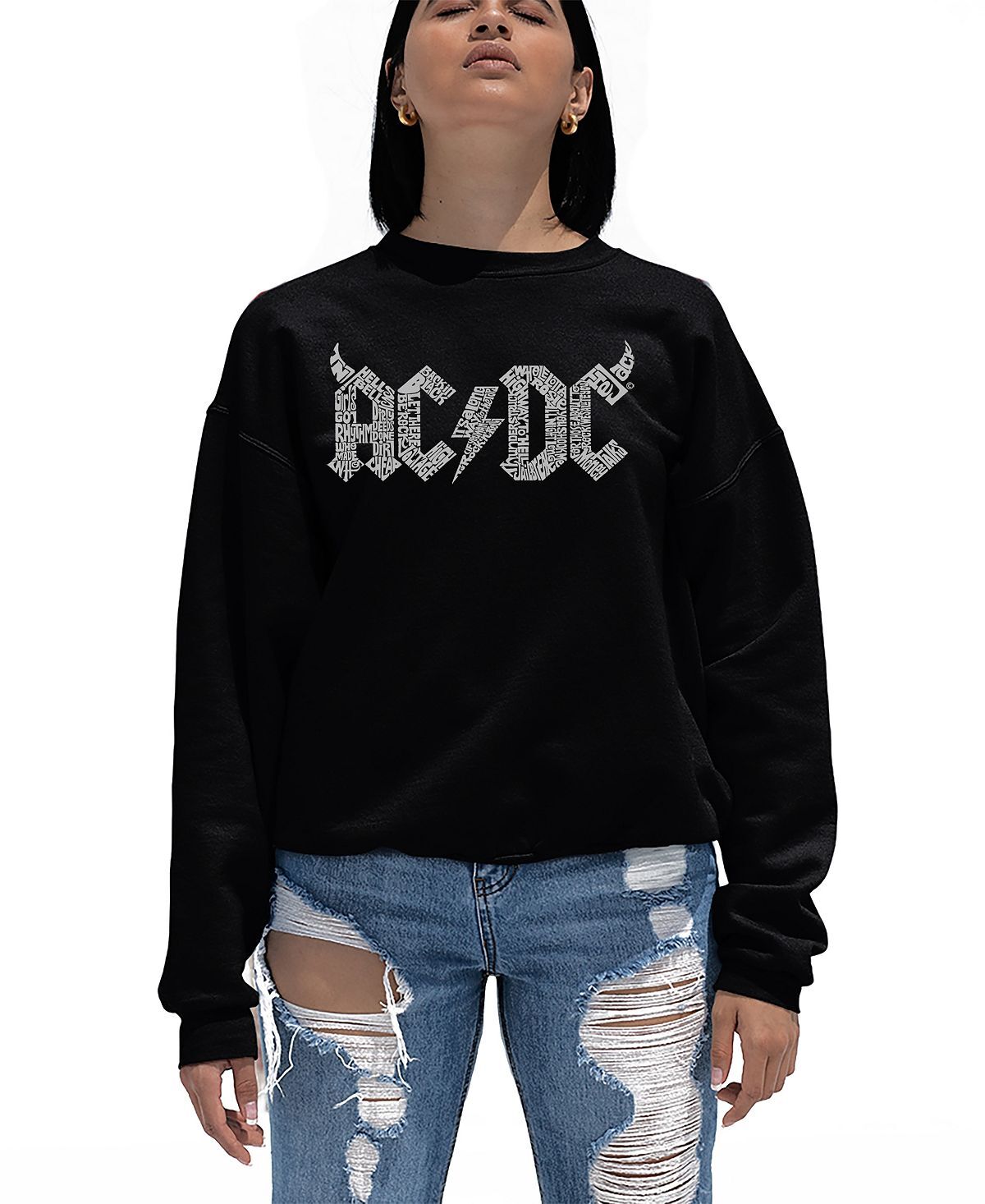 Женская толстовка с круглым вырезом word art acdc song titles топ LA Pop Art, черный
Женская толстовка с круглым вырезом word art acdc song titles топ LA Pop Art, черный