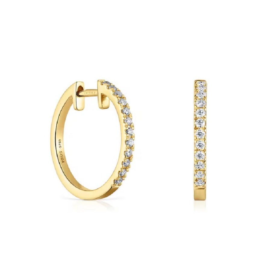 Серьги-кольца Tous Les Classiques Short With Diamonds, золото, 12.5 мм 
Серьги-кольца Tous Les Classiques Short With Diamonds, золото, 12.5 мм