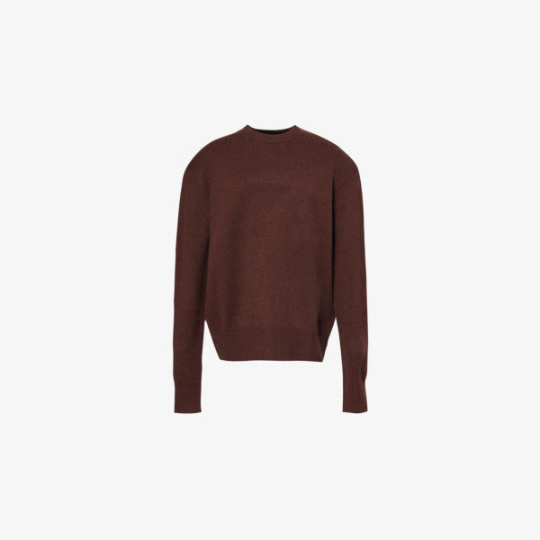 Джемпер свободного кроя из шерстяной пряжи Rafaela с подкладкой на плечах The Frankie Shop, коричневый