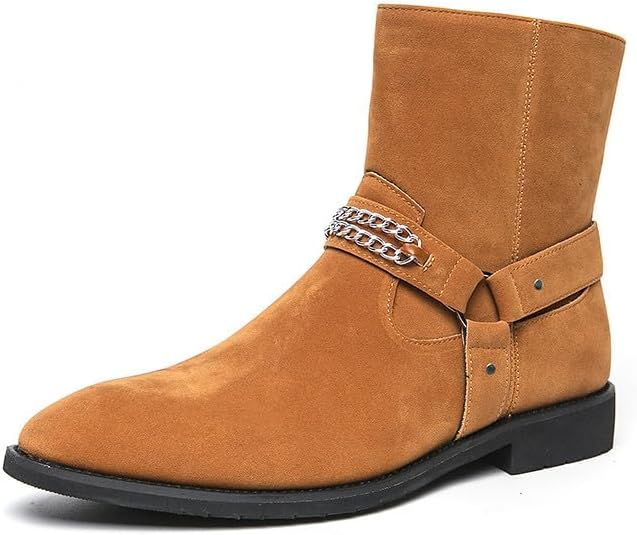 Мужские байкерские панк-бутсы Santimon с пряжкой, цепочкой, замшевые повседневные ботинки с боковой молнией, коричневый
Мужские байкерские панк-бутсы Santimon с пряжкой, цепочкой, замшевые повседневные ботинки с боковой молнией, коричневый