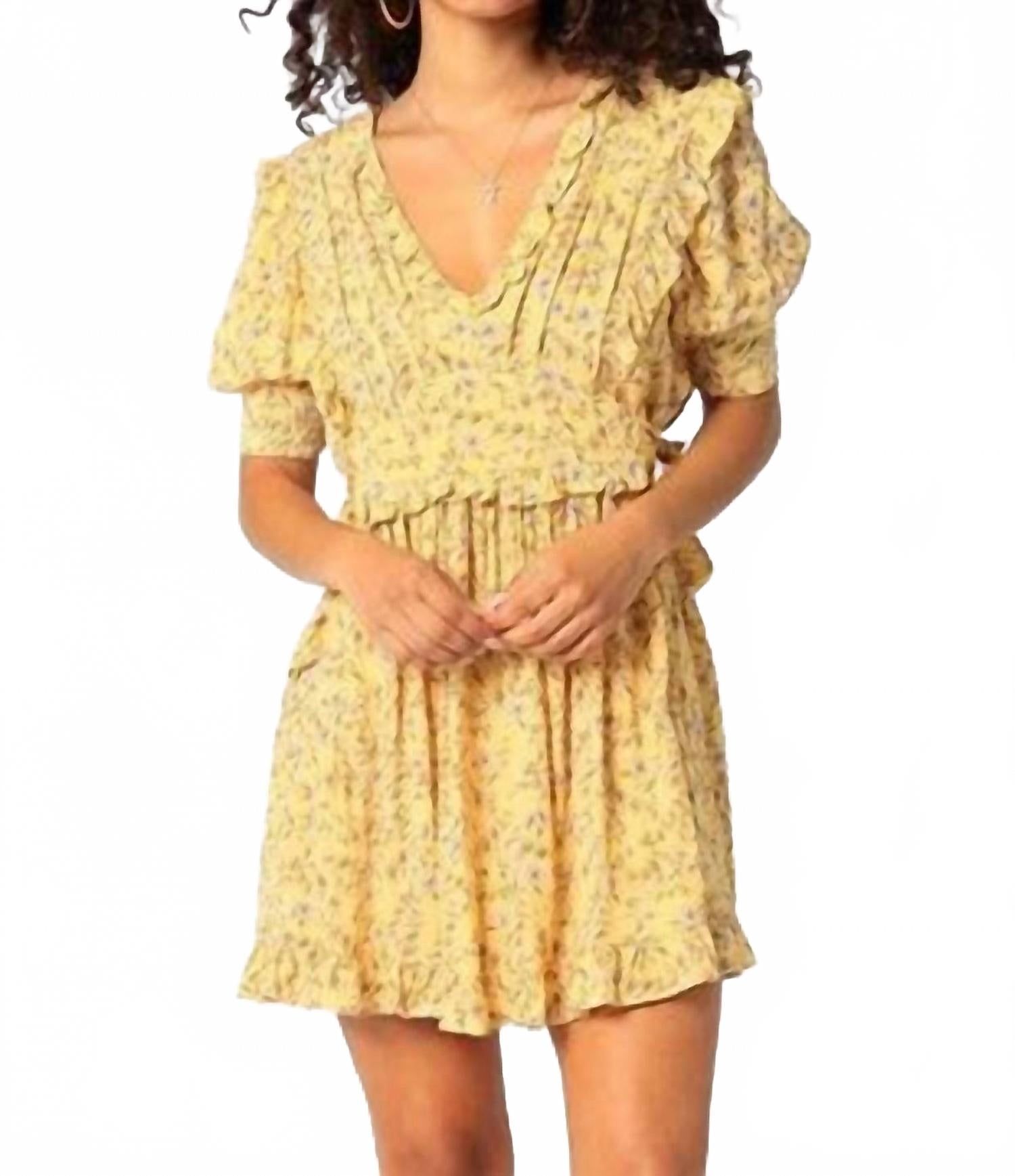 Лимонное мини-платье с V-образным вырезом в желтом цвете OLIVACEOUS
Лимонное мини-платье с V-образным вырезом в желтом цвете OLIVACEOUS