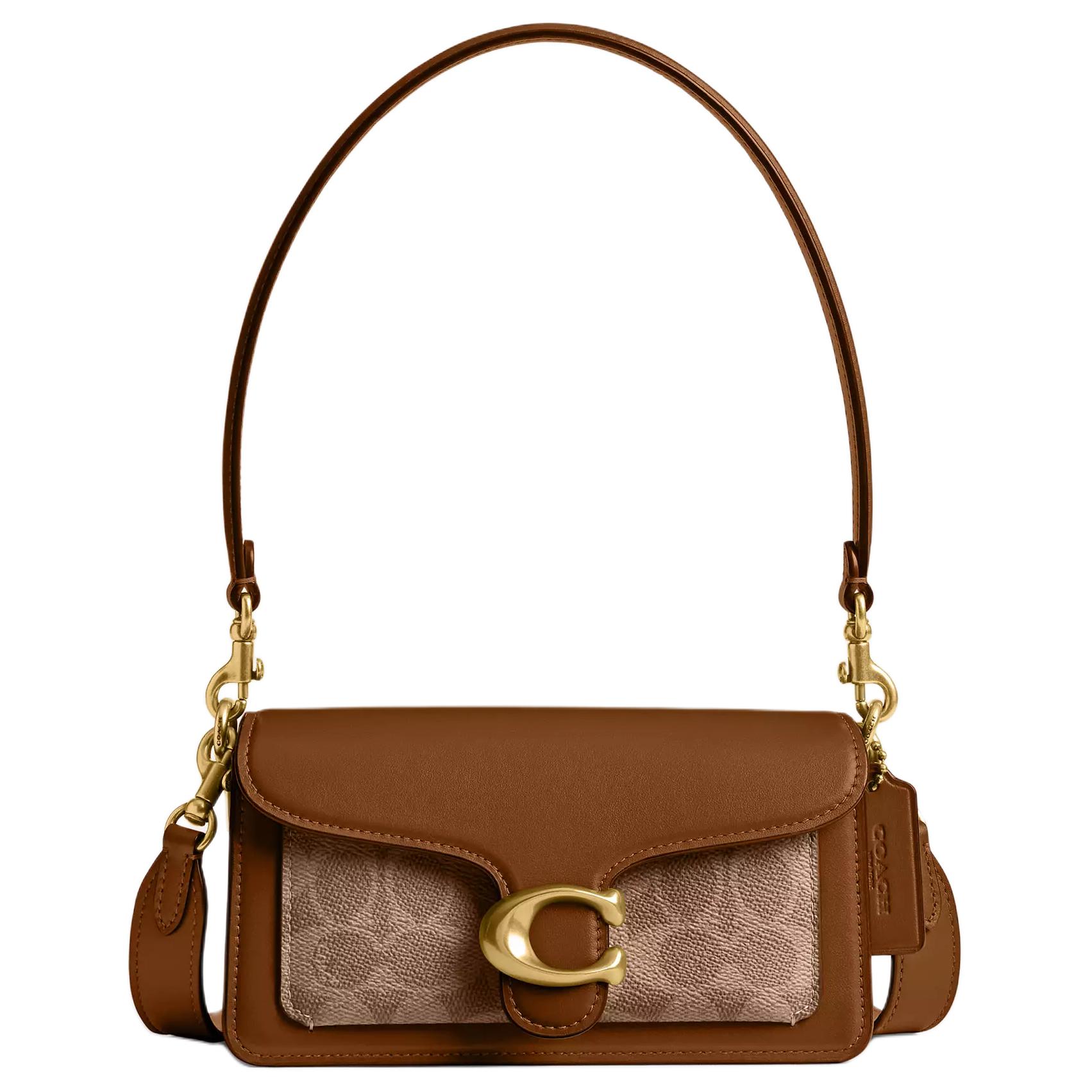 COACH Таби из текстиля с покрытием женская сумка через плечо латунь и беж
COACH Таби из текстиля с покрытием женская сумка через плечо латунь и беж