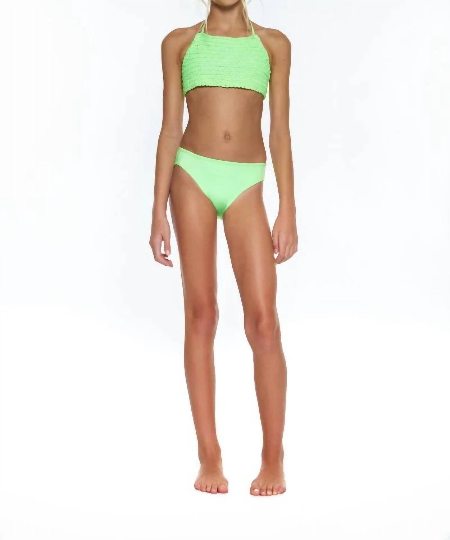 Бикини для девочек, связанные крючком, неоново-зеленого цвета Peixoto 
Бикини для девочек, связанные крючком, неоново-зеленого цвета Peixoto