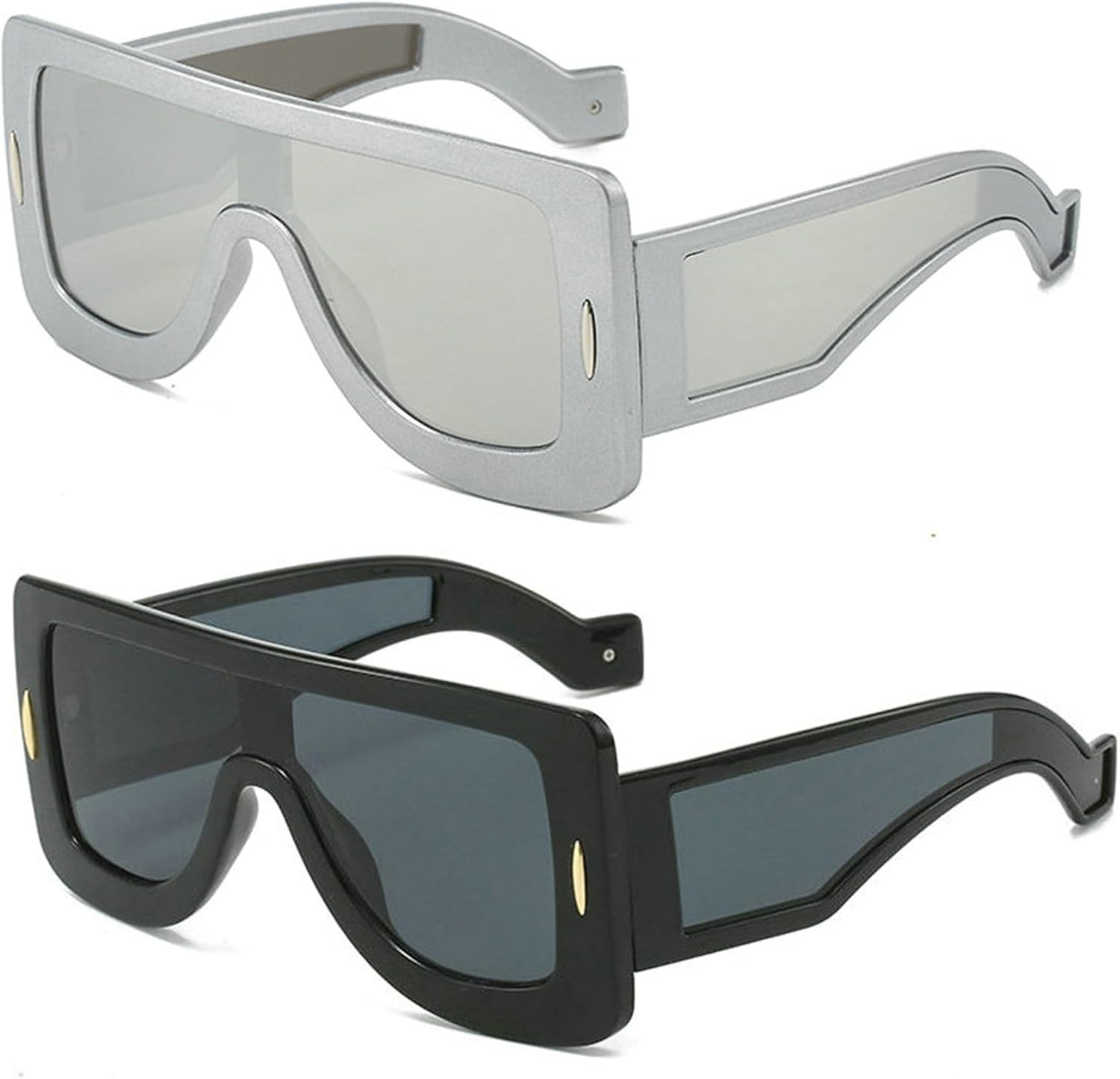 Солнцезащитные очки Willochra Y2K для женщин и мужчин, модель 2000-х, обтекаемой формы, модные солнцезащитные очки большого размера с защитой от УФ-излучения UV400, 2pcs-black&silver
Солнцезащитные очки Willochra Y2K для женщин и мужчин, модель 2000-х, обтекаемой формы, модные солнцезащитные очки большого размера с защитой от УФ-излучения UV400, 2pcs-black&silver