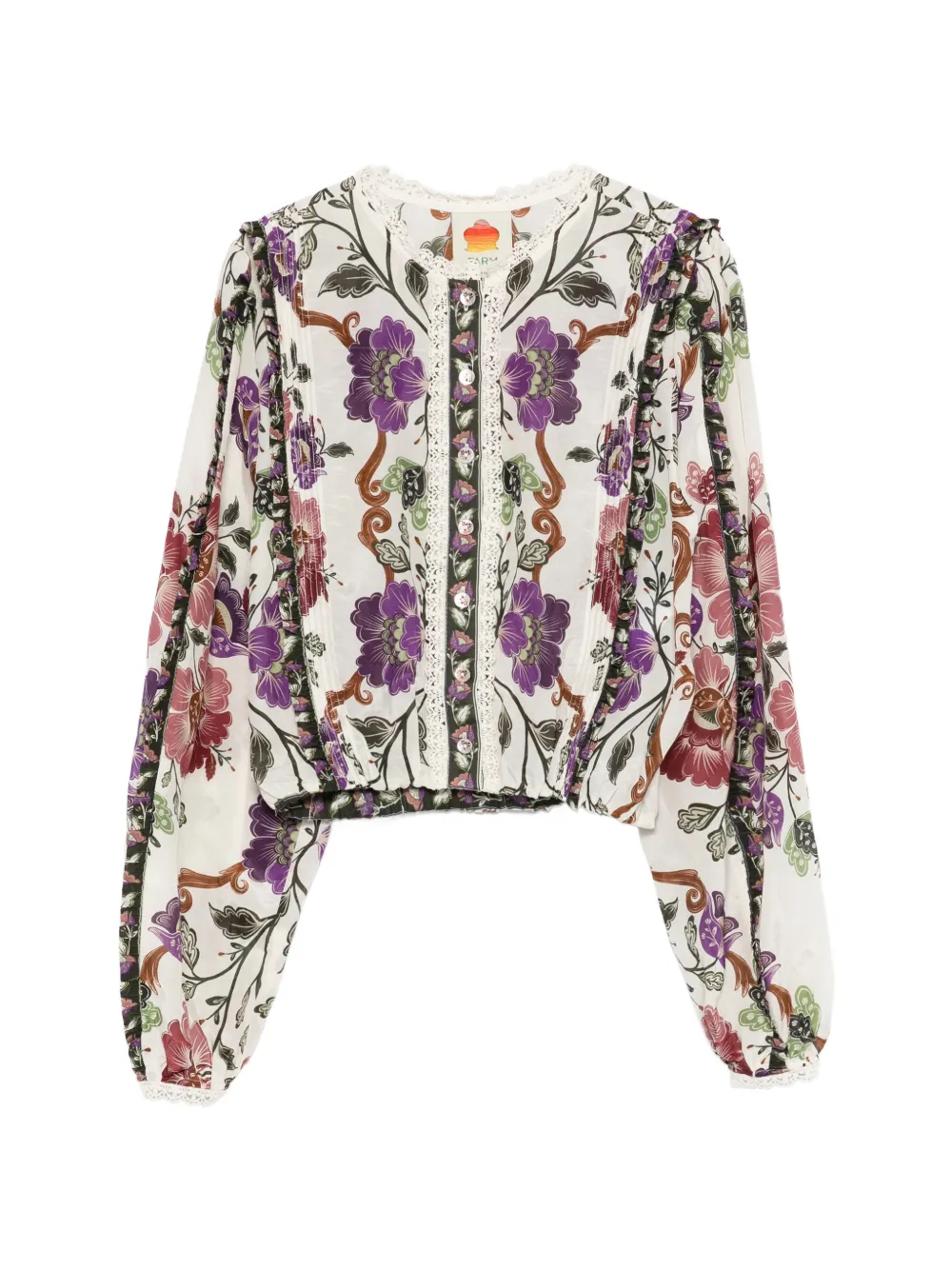 Рубашка с цветочным узором и кружевной отделкой FARM Rio, белый
Рубашка с цветочным узором и кружевной отделкой FARM Rio, белый