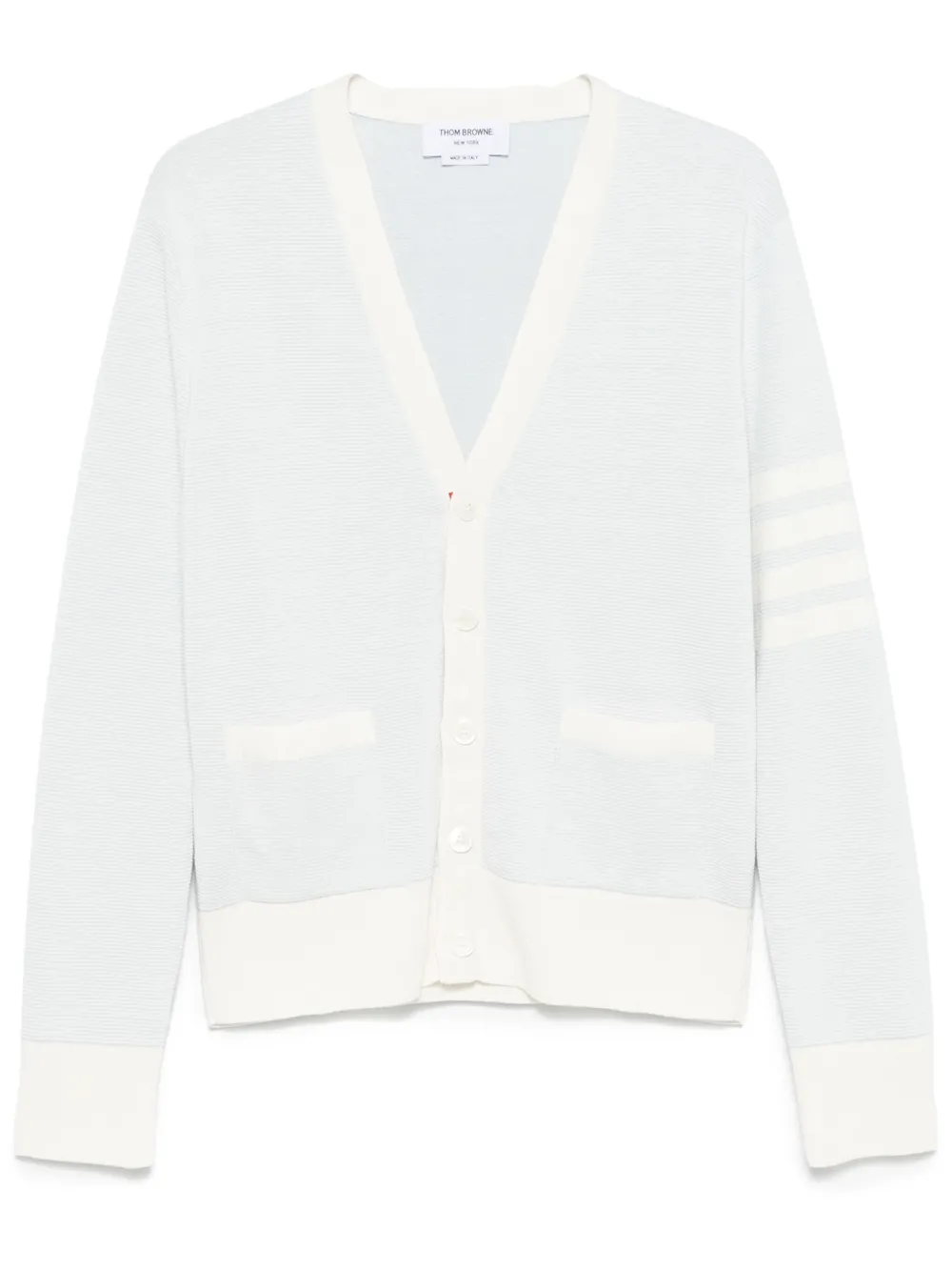 Кардиган с полосками 4-Bar и V-образным вырезом THOM BROWNE, синий
Кардиган с полосками 4-Bar и V-образным вырезом THOM BROWNE, синий