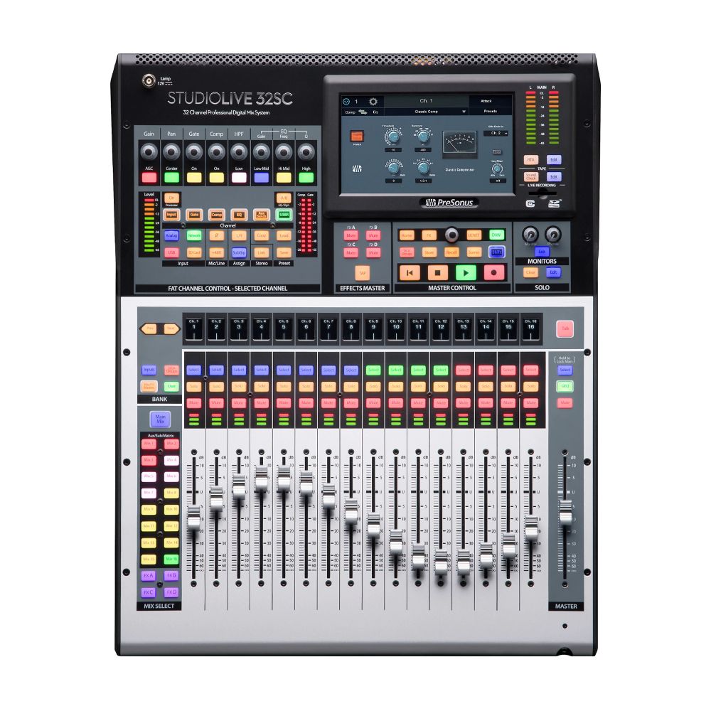 PreSonus StudioLive 32SC 32-канальный микшер с 17 моторизованными фейдерами и USB-интерфейсом 64x64
PreSonus StudioLive 32SC 32-канальный микшер с 17 моторизованными фейдерами и USB-интерфейсом 64x64