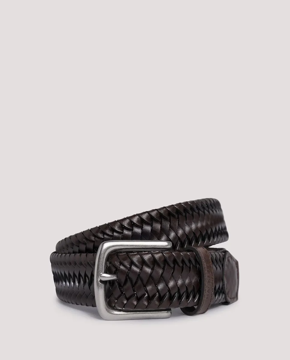 Мужской плетеный кожаный ремень с металлической пряжкой Hackett, темно-коричневый
Мужской плетеный кожаный ремень с металлической пряжкой Hackett, темно-коричневый