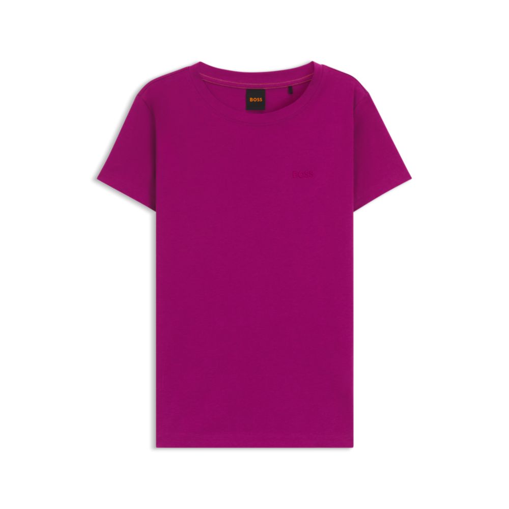 Хлопковая футболка с логотипом BOSS, темно-розовый 
Хлопковая футболка с логотипом BOSS, темно-розовый