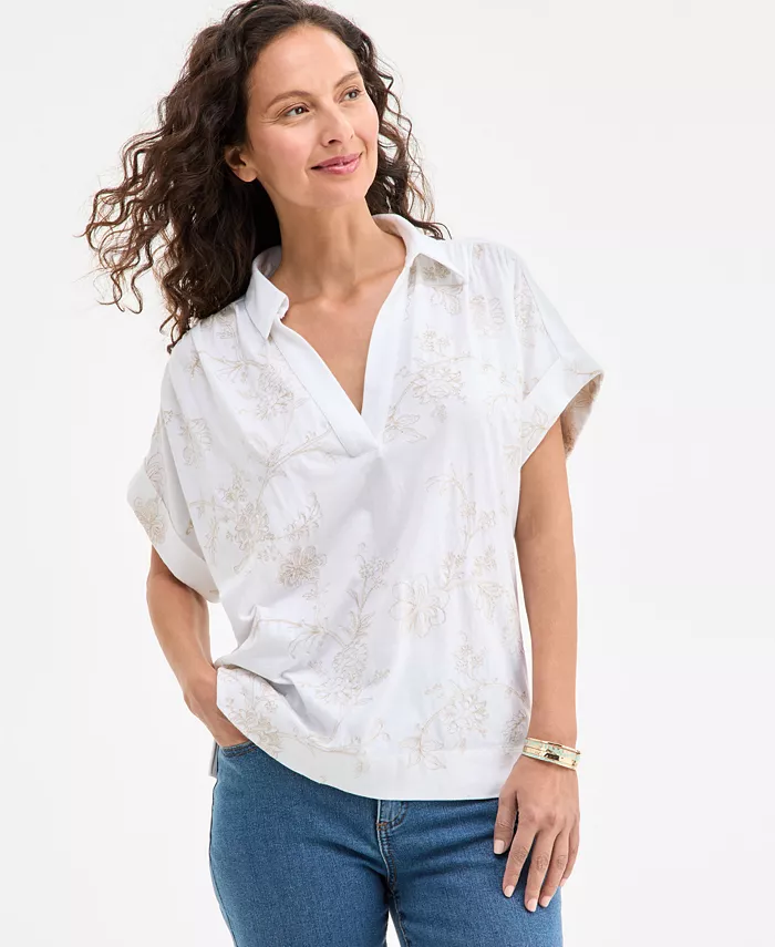 Женская блузка с разрезным воротником и вышивкой Style & Co, белый
Женская блузка с разрезным воротником и вышивкой Style & Co, белый