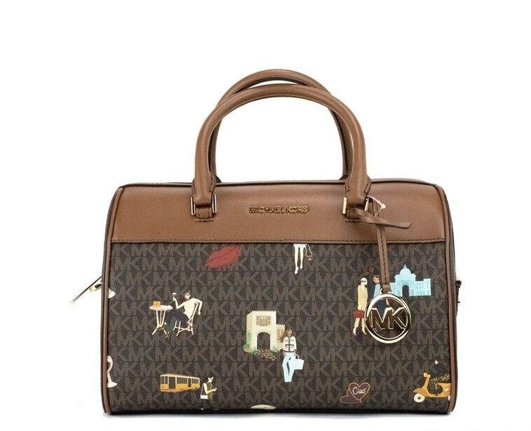 Jet Set Girls Сумка-тоут средней коричневой фирменной формы из ПВХ Michael Kors 
Jet Set Girls Сумка-тоут средней коричневой фирменной формы из ПВХ Michael Kors