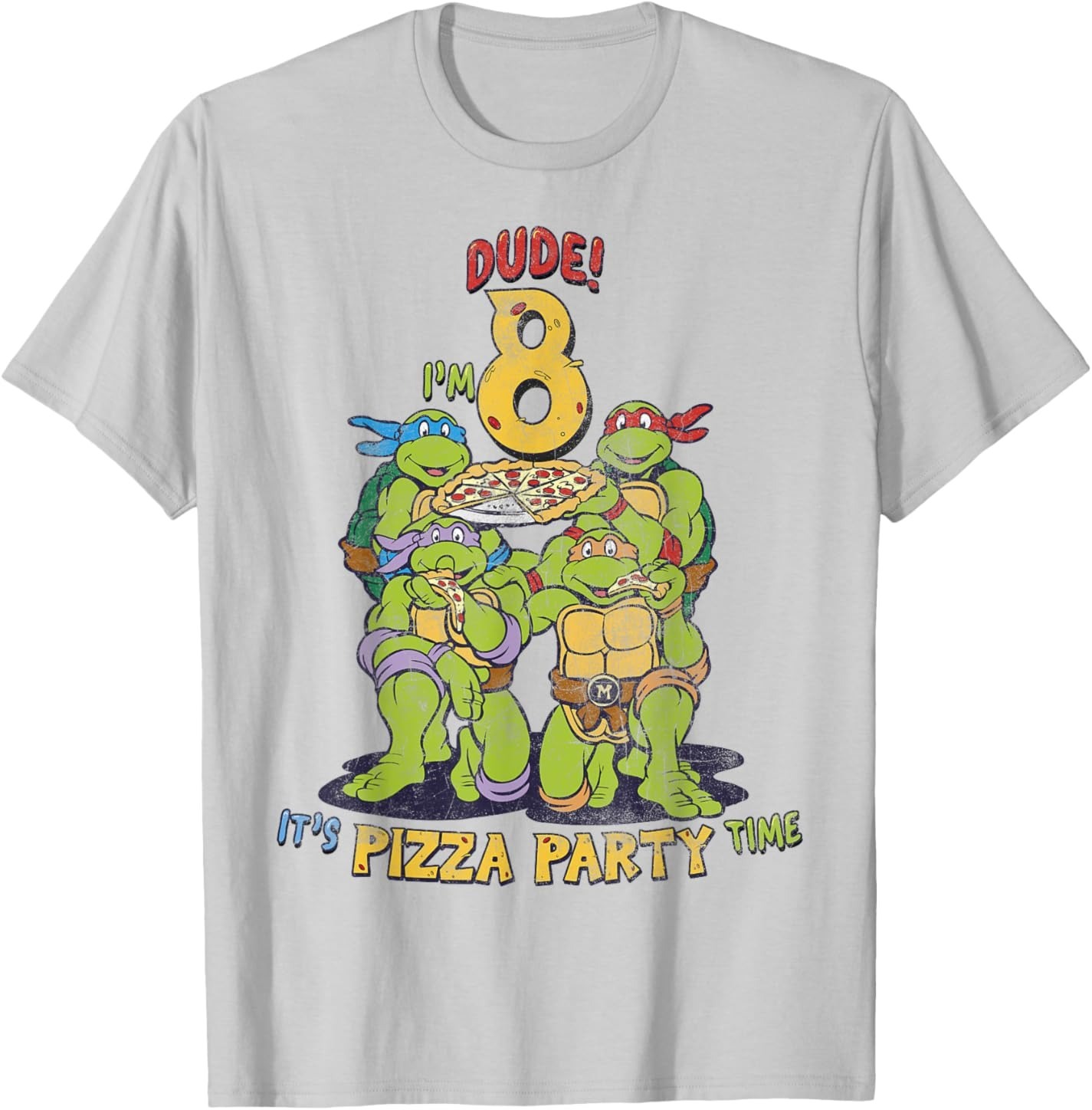 Мужская футболка Teenage Mutant Ninja Turtles I'm 8 Dude Pizza Birthday Party, серебристо-серый
Мужская футболка Teenage Mutant Ninja Turtles I'm 8 Dude Pizza Birthday Party, серебристо-серый