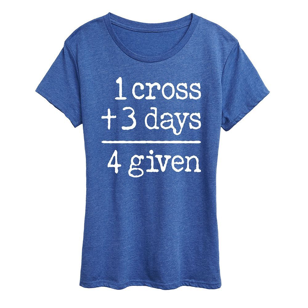 Женская футболка One Cross Three Days с графическим рисунком Licensed Character, цвет Heather Royal Blue
Женская футболка One Cross Three Days с графическим рисунком Licensed Character, цвет Heather Royal Blue
