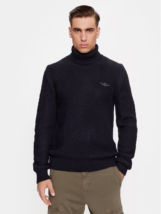 Свитер с высоким воротником обычного кроя Aeronautica Militare, синий 
Свитер с высоким воротником обычного кроя Aeronautica Militare, синий