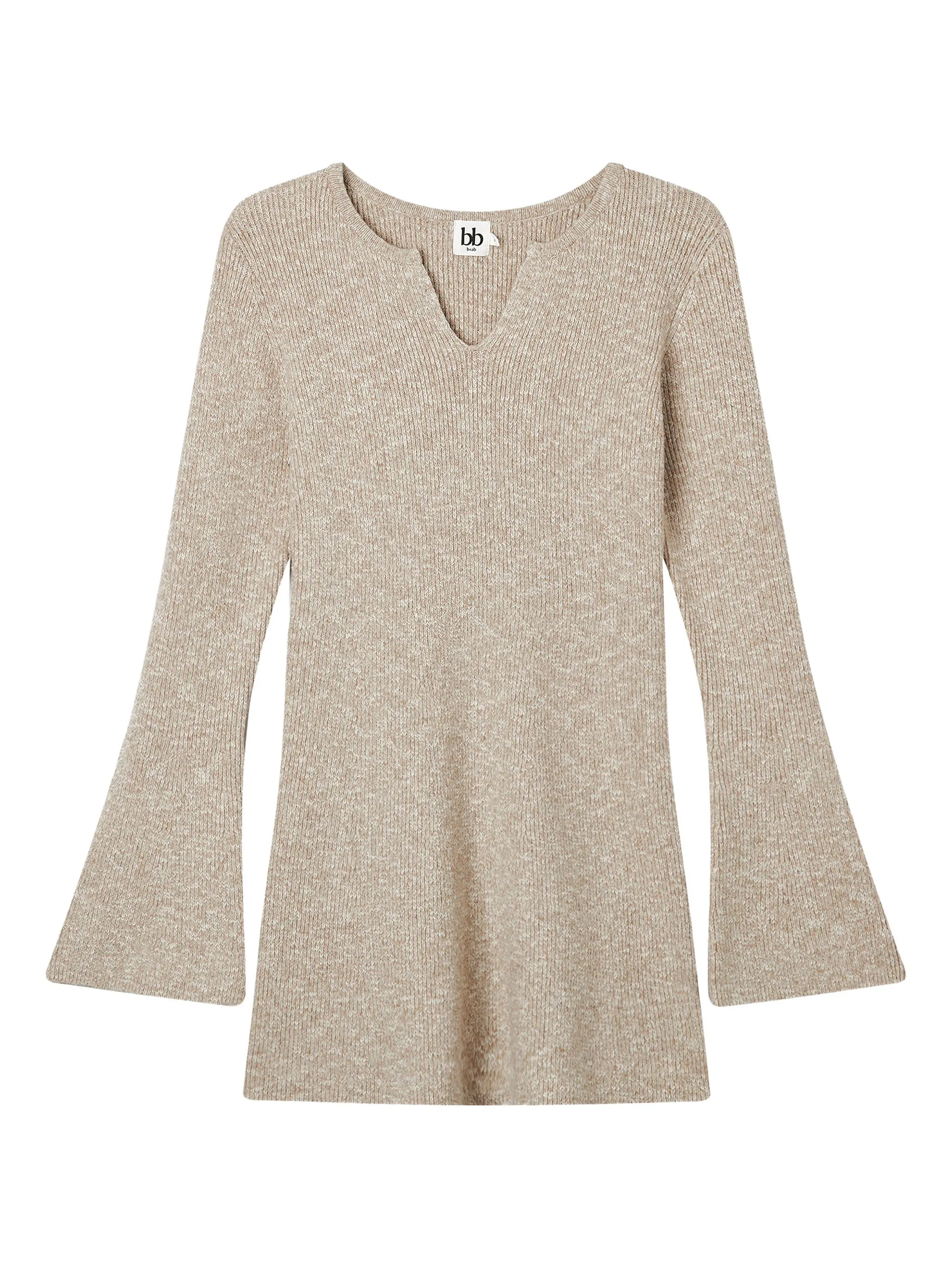 Платье мини с расклешенными рукавами и V-образным вырезом B+Ab, бежевый
Платье мини с расклешенными рукавами и V-образным вырезом B+Ab, бежевый