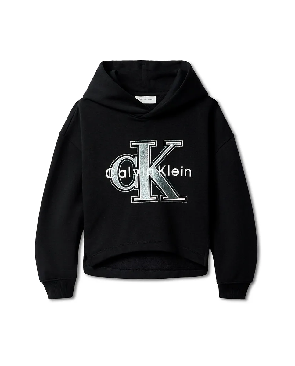 Толстовка для девочки с капюшоном и блестящим логотипом Calvin Klein, черный
Толстовка для девочки с капюшоном и блестящим логотипом Calvin Klein, черный