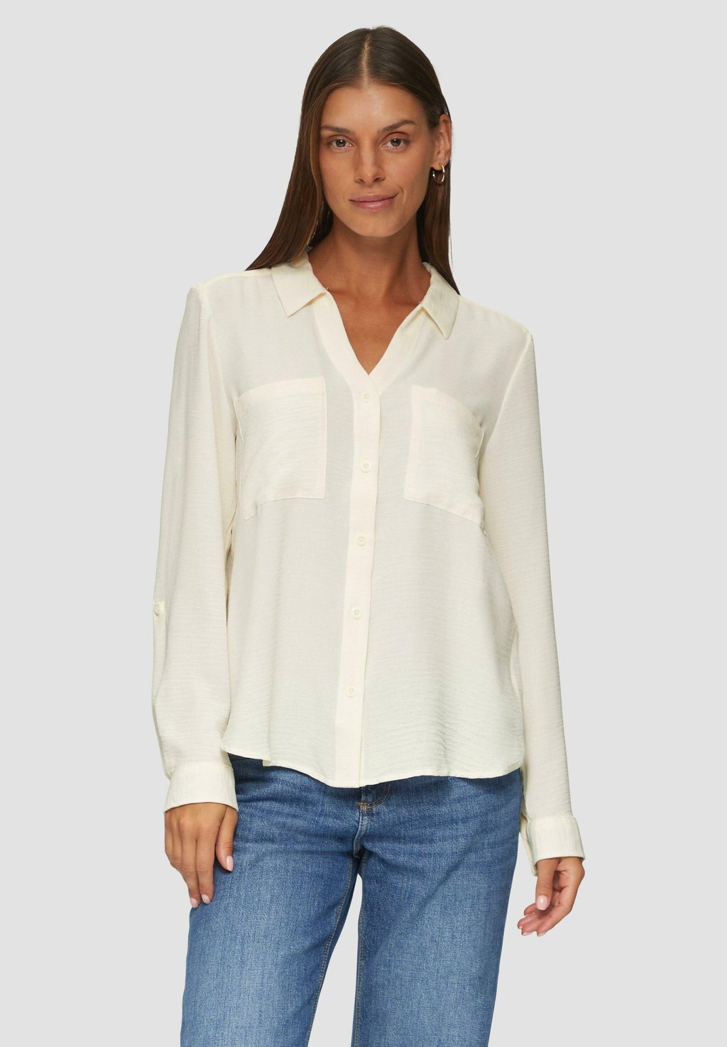 Блузка на пуговицах MIT BRUSTTASCHEN QS, кремовый
Блузка на пуговицах MIT BRUSTTASCHEN QS, кремовый