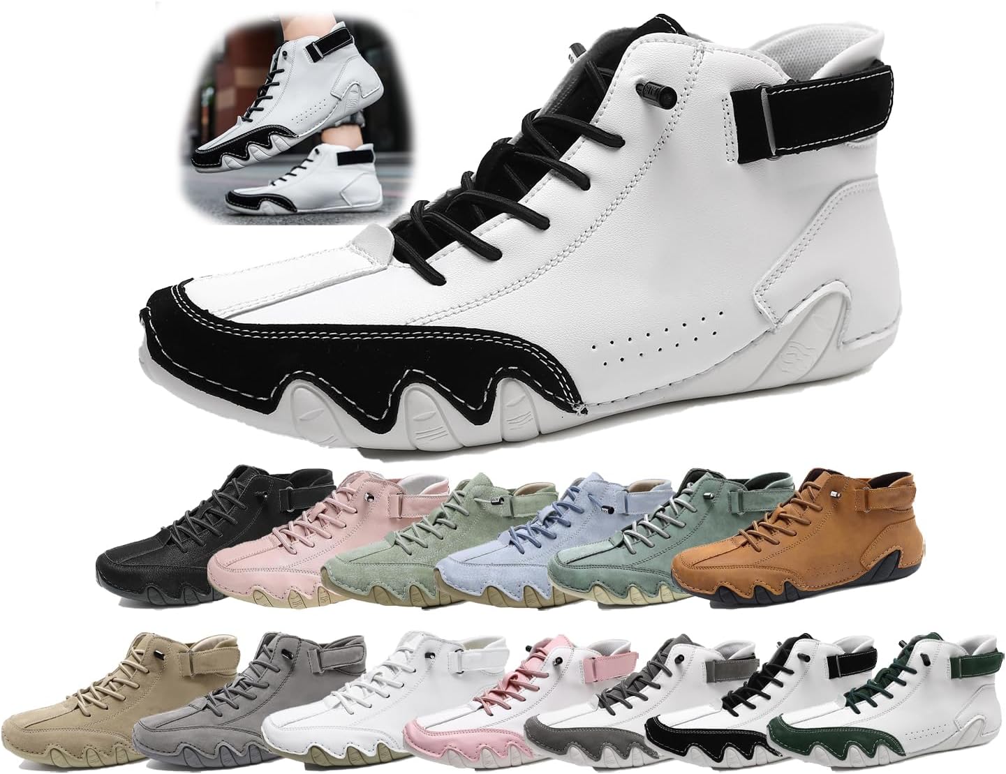 Мужские ортопедические замшевые ботинки высокого верха - ручная работа, водонепроницаемые, легкие, противоскользящие кроссовки для прогулок и вождения Generic, белый/черный
Мужские ортопедические замшевые ботинки высокого верха - ручная работа, водонепроницаемые, легкие, противоскользящие кроссовки для прогулок и вождения Generic, белый/черный