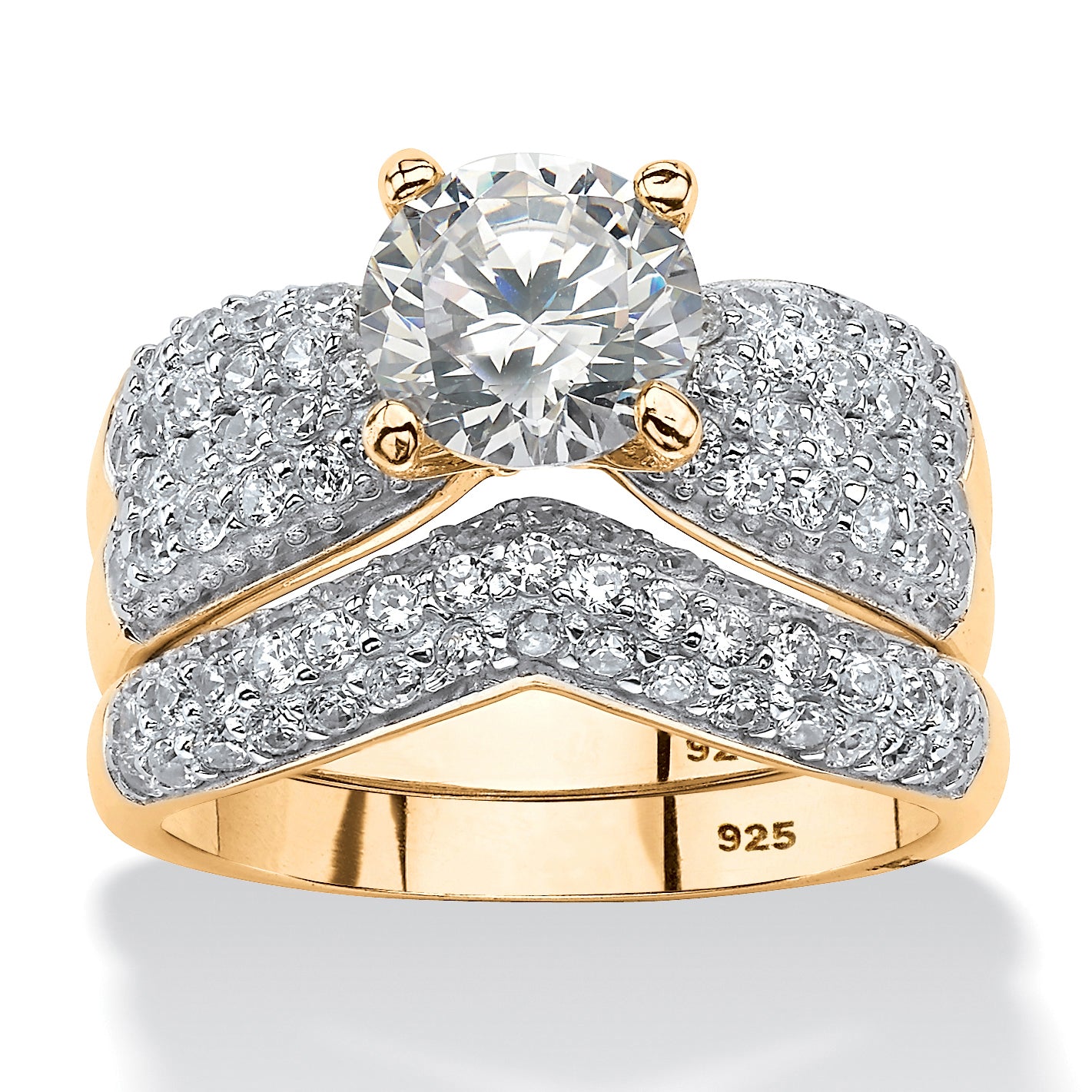 Свадебный комплект из позолоченного стерлингового серебра с круглыми фианитами 3,21 TCW Palm Beach Jewelry, белый
Свадебный комплект из позолоченного стерлингового серебра с круглыми фианитами 3,21 TCW Palm Beach Jewelry, белый