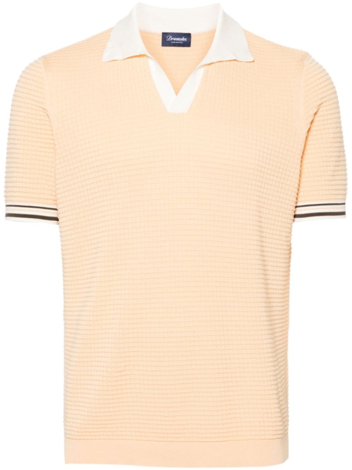 Рубашка-поло из хлопка вафельной вязки Drumohr, серый 
Рубашка-поло из хлопка вафельной вязки Drumohr, серый