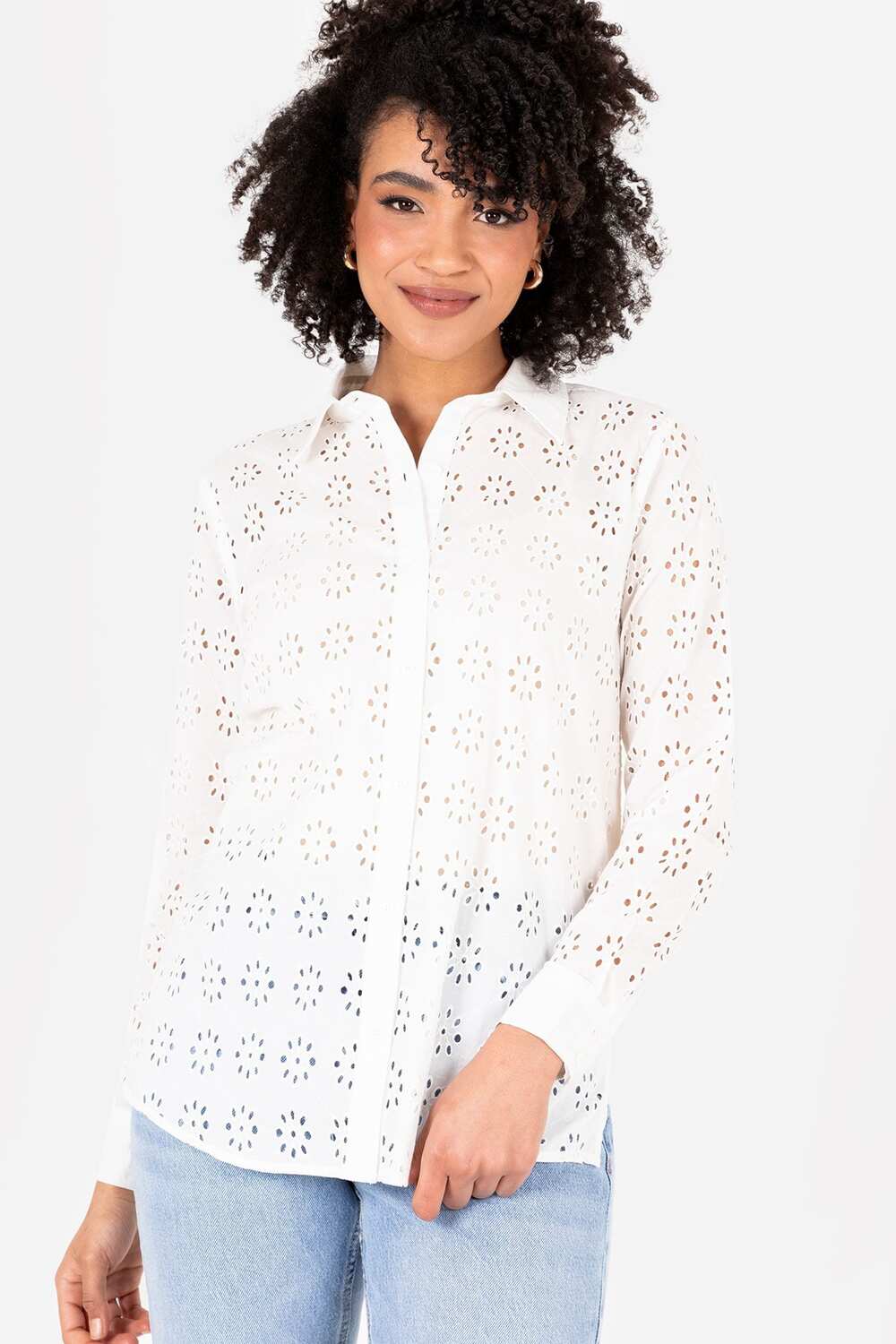 Рубашка Broderie с длинными рукавами Lovedrobe, белый 
Рубашка Broderie с длинными рукавами Lovedrobe, белый