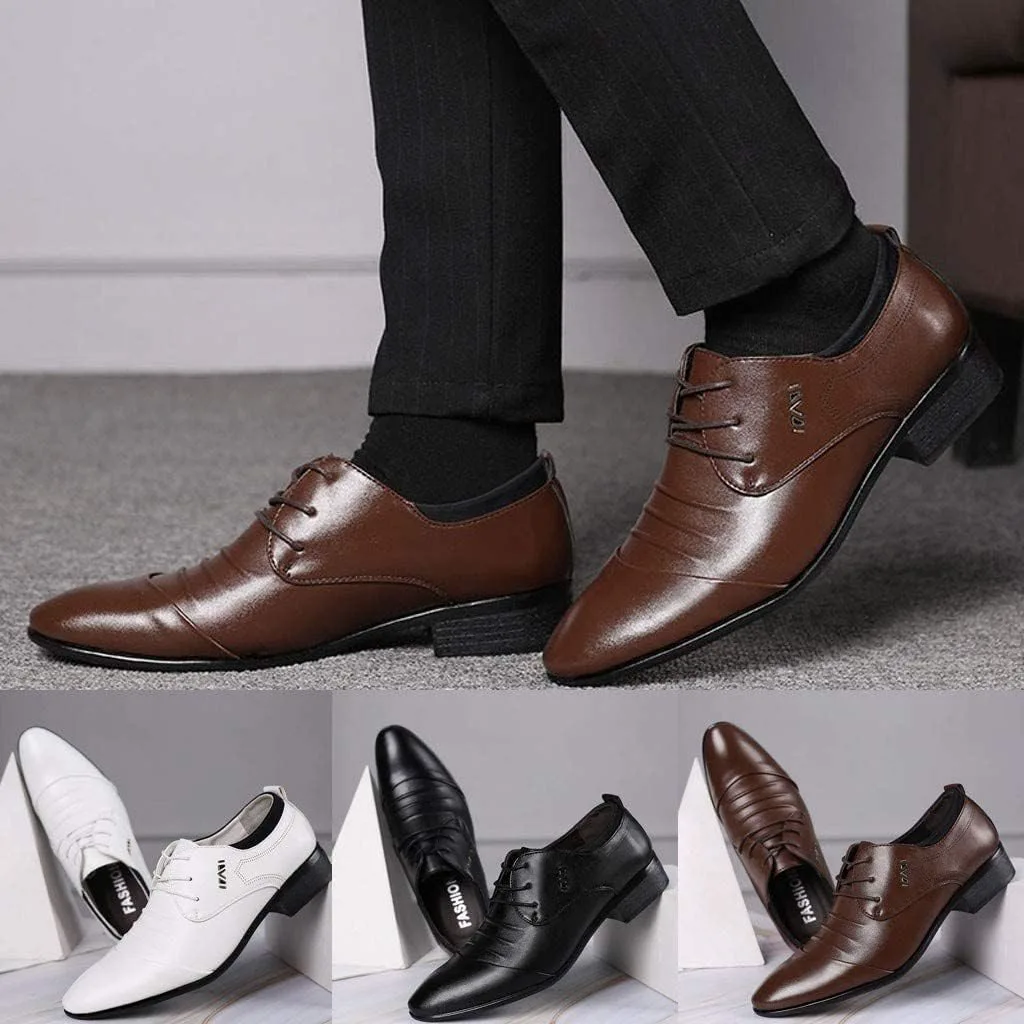 Мужские туфли BORAMAX из искусственной кожи с шнуровкой, деловые модные свадебные туфли к костюму, повседневные оксфорды с заостренным носком, белые, черный
Мужские туфли BORAMAX из искусственной кожи с шнуровкой, деловые модные свадебные туфли к костюму, повседневные оксфорды с заостренным носком, белые, черный