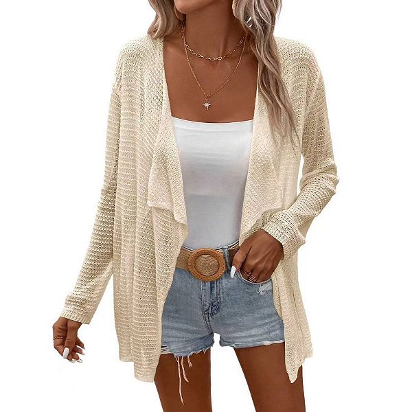 Женский легкий кардиган с длинным рукавом и открытым передом Clearflower, Beige
Женский легкий кардиган с длинным рукавом и открытым передом Clearflower, Beige