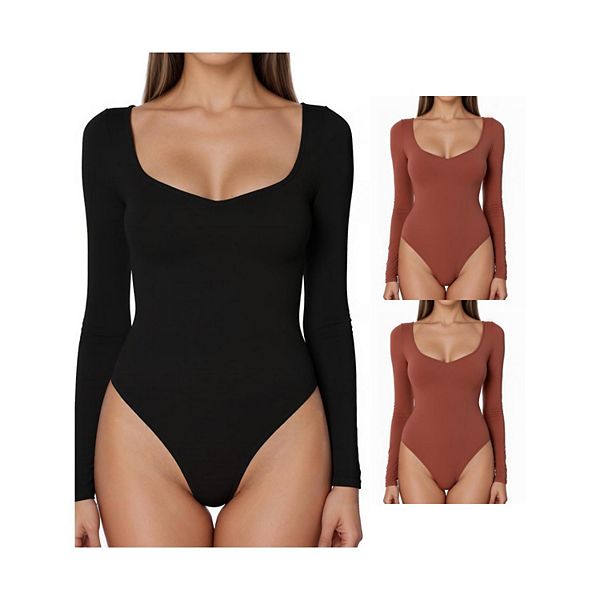 3 упаковки женского боди с длинным рукавом slim fit v-образным вырезом для контроля живота Inspire Chic, Brown Black
3 упаковки женского боди с длинным рукавом slim fit v-образным вырезом для контроля живота Inspire Chic, Brown Black