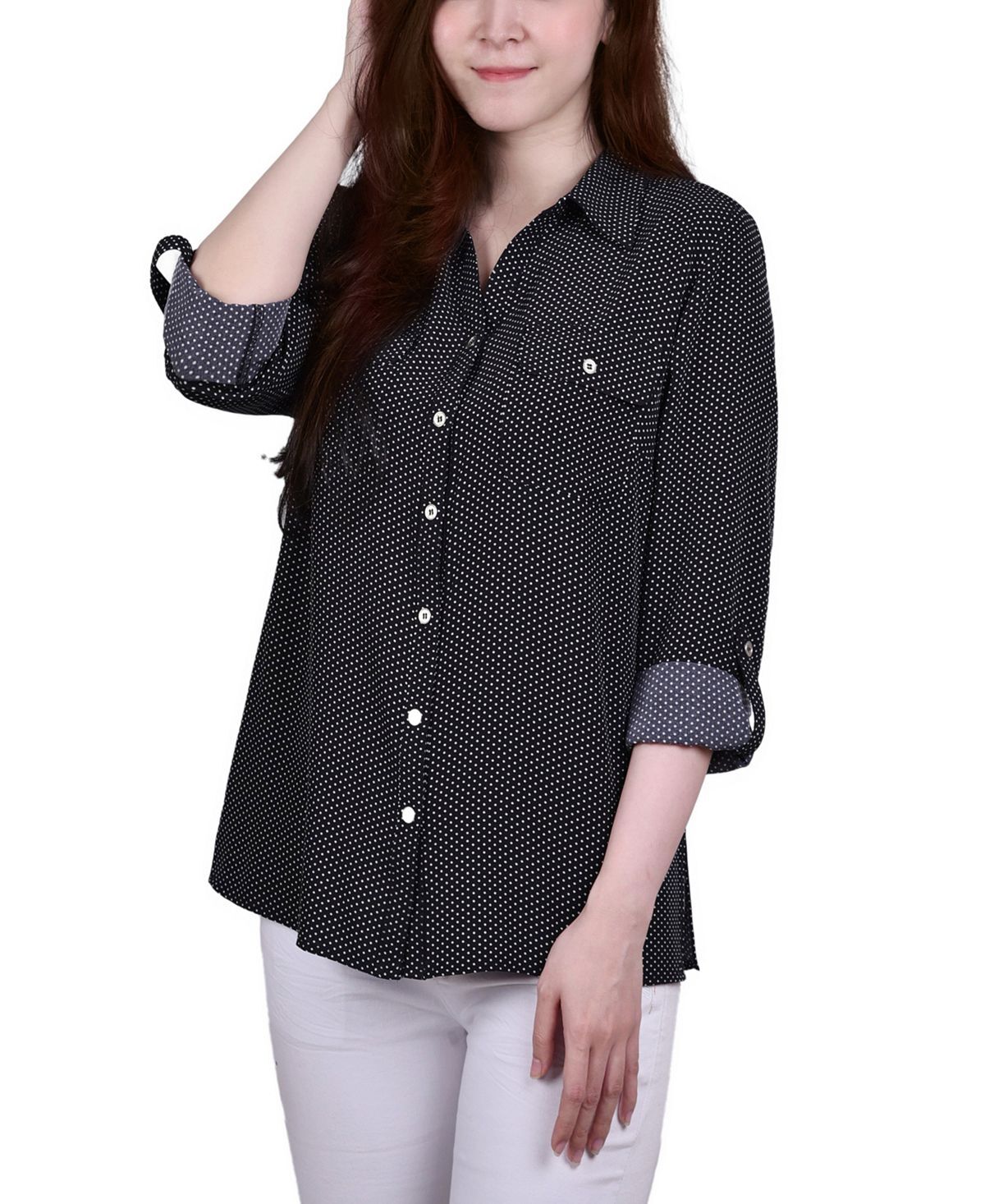 Женская рубашка длиной 3/4 с карманами NY Collection
Женская рубашка длиной 3/4 с карманами NY Collection