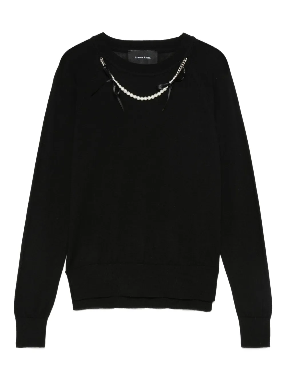 Свитер с искусственным жемчугом Simone Rocha, черный
Свитер с искусственным жемчугом Simone Rocha, черный