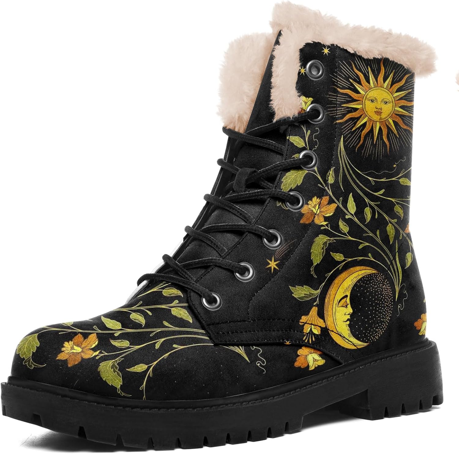 Художественные зимние ботинки для женщин с узорами мандалы Солнце, Луна, Пчела, шнурованные уютные зимние ботинки с искусственным мехом Awsole, черный/зеленый/желтый
Художественные зимние ботинки для женщин с узорами мандалы Солнце, Луна, Пчела, шнурованные уютные зимние ботинки с искусственным мехом Awsole, черный/зеленый/желтый