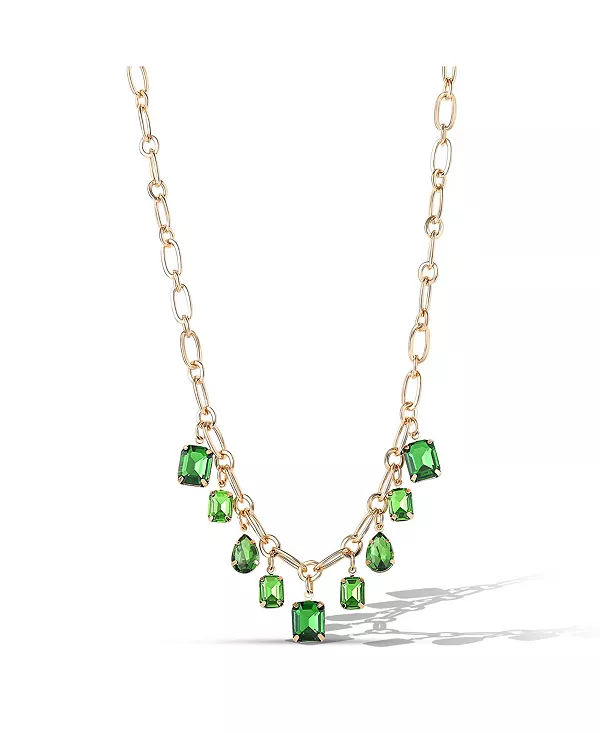 Ожерелье с подвеской в виде капли зеленого камня на цепочке золотистого цвета Jessica Simpson, green