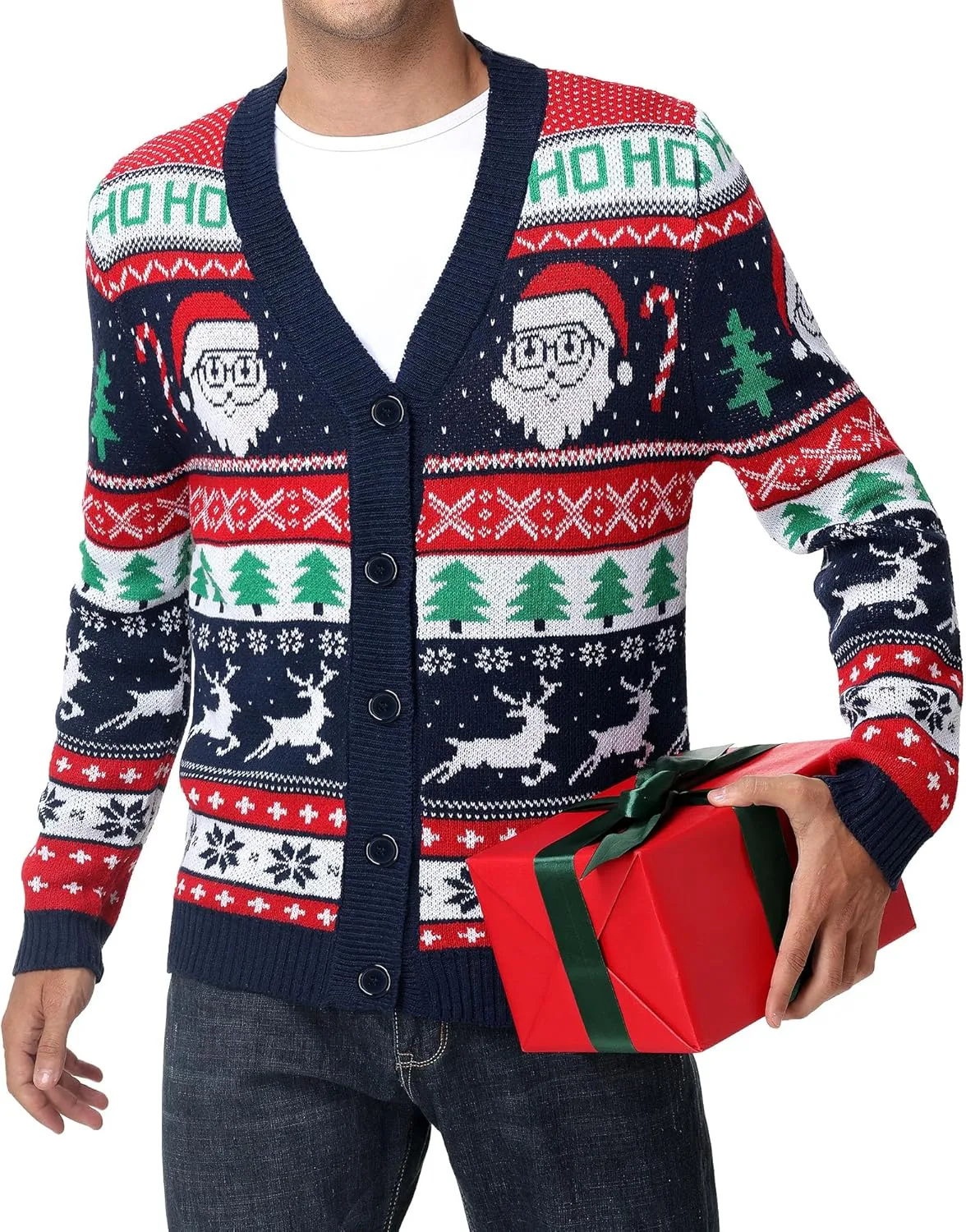 Мужской кардиган Ugly Christmas Sweater с пуговицами и V-образным вырезом Simlakey
Мужской кардиган Ugly Christmas Sweater с пуговицами и V-образным вырезом Simlakey