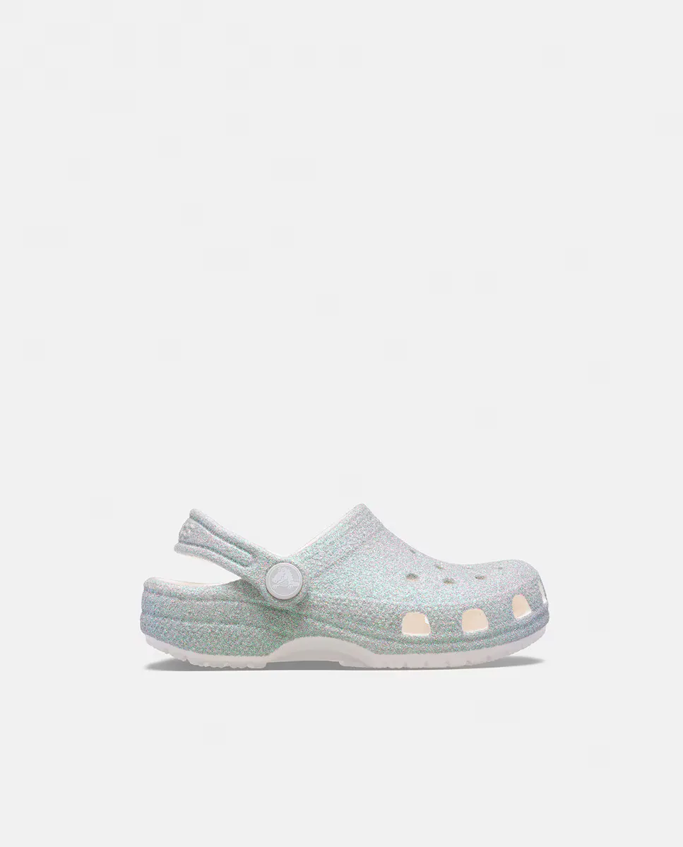 Детские сабо Crocs Classic с переливающимися блестками, белый
Детские сабо Crocs Classic с переливающимися блестками, белый