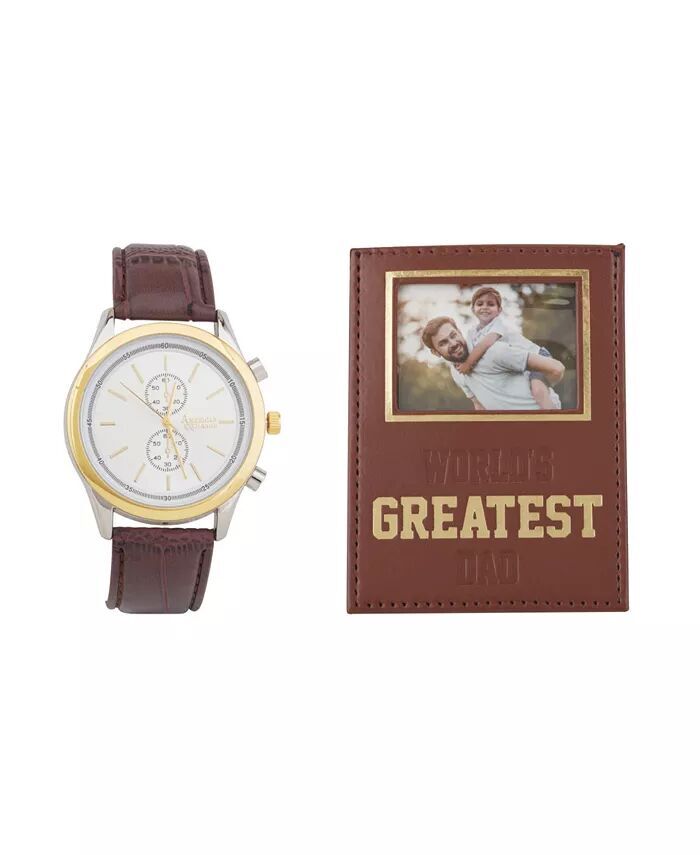 Подарочный набор мужских аналоговых часов с коричневым кожаным ремешком 33 мм American Exchange
Подарочный набор мужских аналоговых часов с коричневым кожаным ремешком 33 мм American Exchange