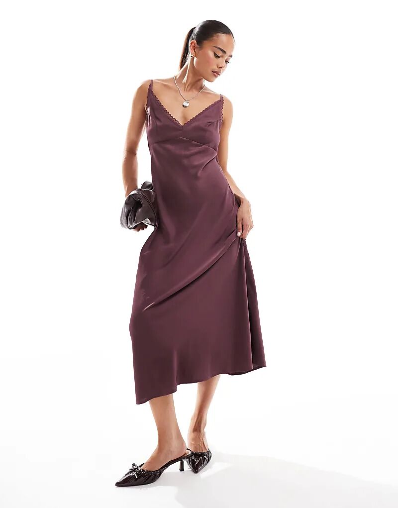 Платье-комбинация миди ASOS DESIGN с кружевной отделкой бордового цвета
Платье-комбинация миди ASOS DESIGN с кружевной отделкой бордового цвета