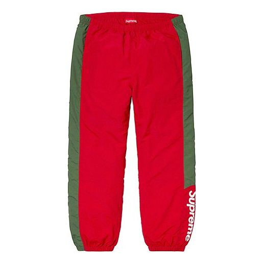 Брюки fw19 week 1 side logo track pant logo Supreme, красный 
Брюки fw19 week 1 side logo track pant logo Supreme, красный