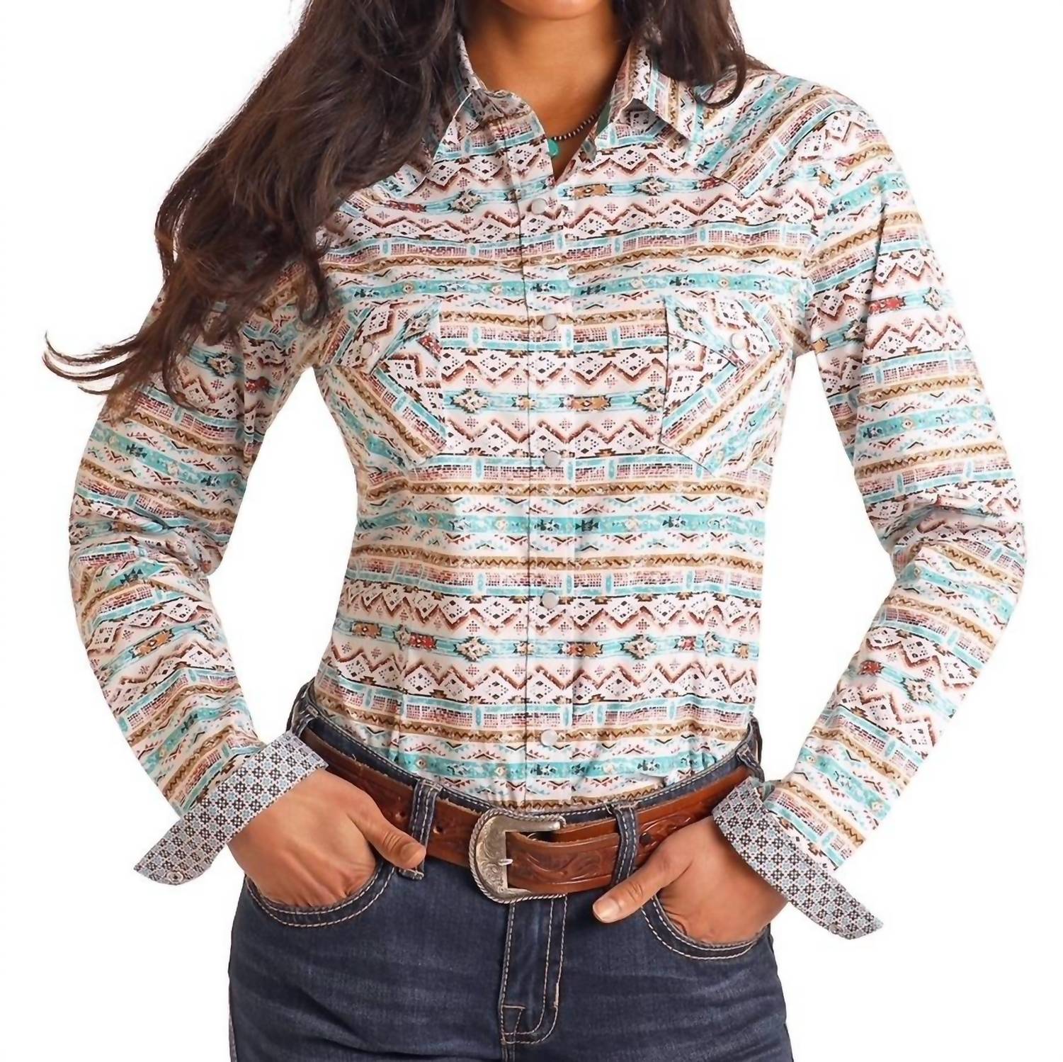 Женский топ на кнопках бирюзового цвета Rock & Roll Denim
Женский топ на кнопках бирюзового цвета Rock & Roll Denim