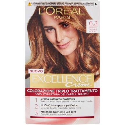 Paris Excellence Crёme Permanent 6.3 Натуральный Светлый Золотистый Блонд, L'Oreal
Paris Excellence Crёme Permanent 6.3 Натуральный Светлый Золотистый Блонд, L'Oreal