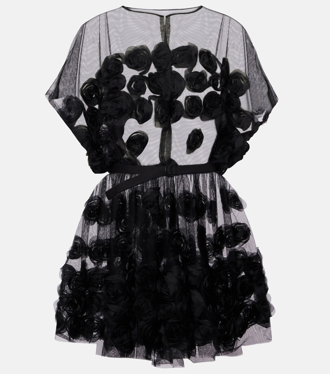 Мини-платье из тюля с цветочной аппликацией и поясом Norma Kamali, черный
Мини-платье из тюля с цветочной аппликацией и поясом Norma Kamali, черный