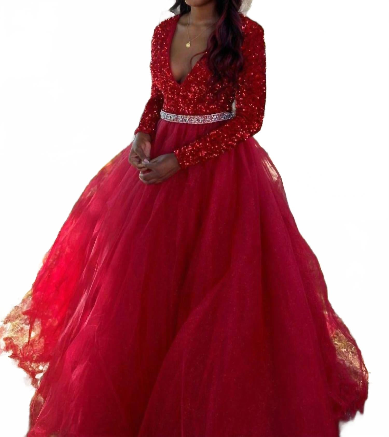 Бархатное бальное платье с пайетками и длинными рукавами в красном цвете Ava Presley
Бархатное бальное платье с пайетками и длинными рукавами в красном цвете Ava Presley