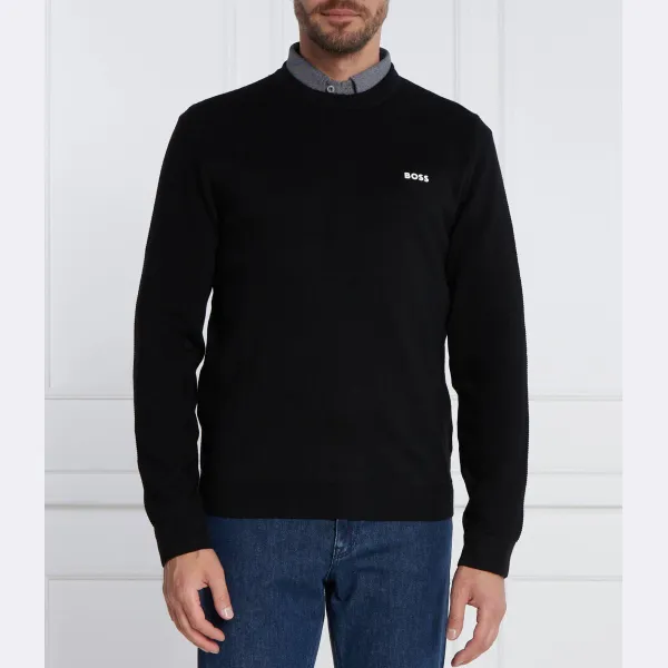 Свитер обычного кроя Momentum-x_cn с добавлением шерсти Boss, черный 
Свитер обычного кроя Momentum-x_cn с добавлением шерсти Boss, черный